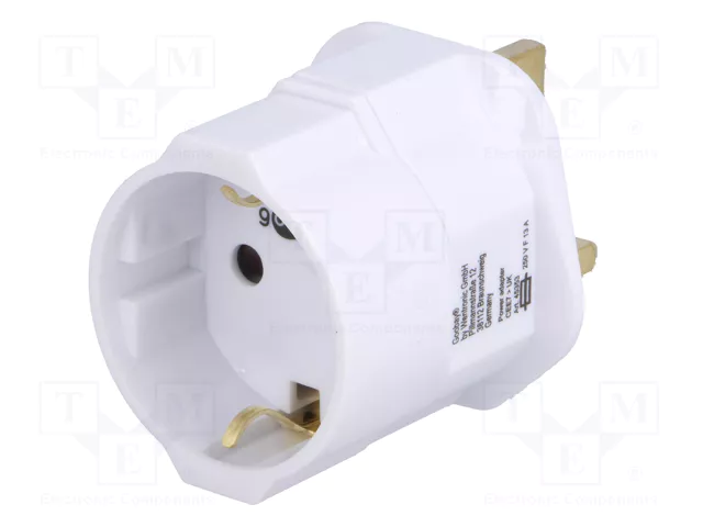 GOOBAY Adaptador de viaje con toma de tierra, blanco