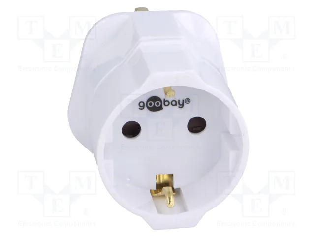 GOOBAY Adaptador de viaje con toma de tierra, blanco