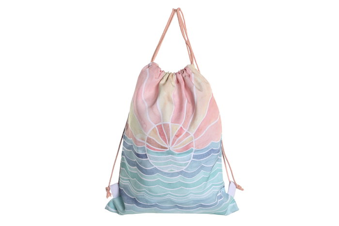 DKD Home Decor Mochila Mediterraneo Rosa Multicolor 36 x 28 cm Nylon Poliester Impermeable Playa 23