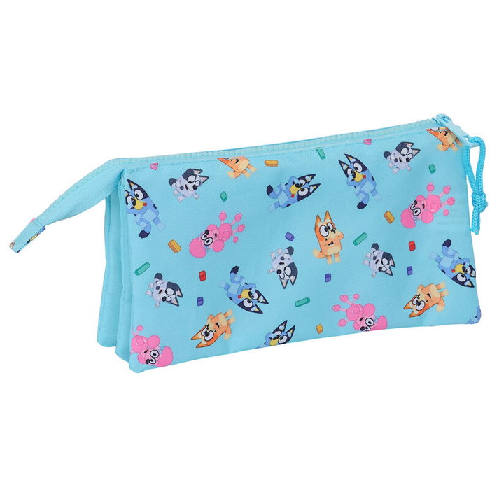 SAFTA Portatodo Bluey Triple con 3 Compartimentos y Cremallera 22x3x12cm