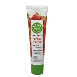HAPPY BIO Dentífrico Niños Fresa Sin Fluor 50ml Eco Certificado ECOCERT