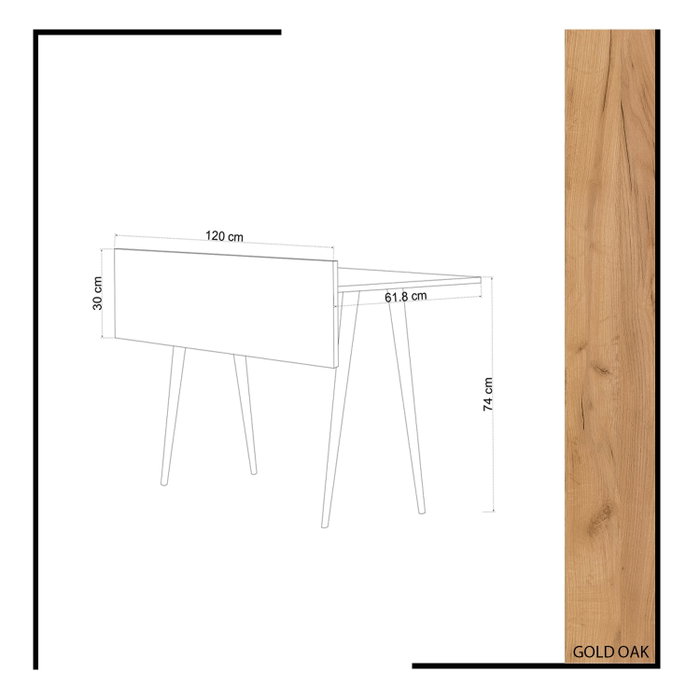 Hanah Home Mesa de Estudio Roble 120cm x 74cm x 61.8cm Tablero de Partículas Melaminado Roble Hanah Home Mesa de Estudio Roble 120cm x 74cm x 61.8cm Tablero de Partículas Melaminado Roble