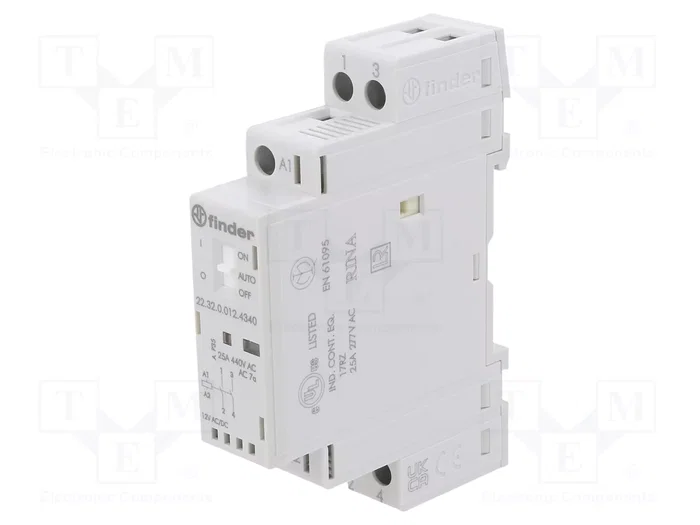 FINDER Contactor de Instalación Modular 2-polar 25A 12VAC/12VDC FINDER Contactor de Instalación Modular 2-polar 25A 12VAC/12VDC