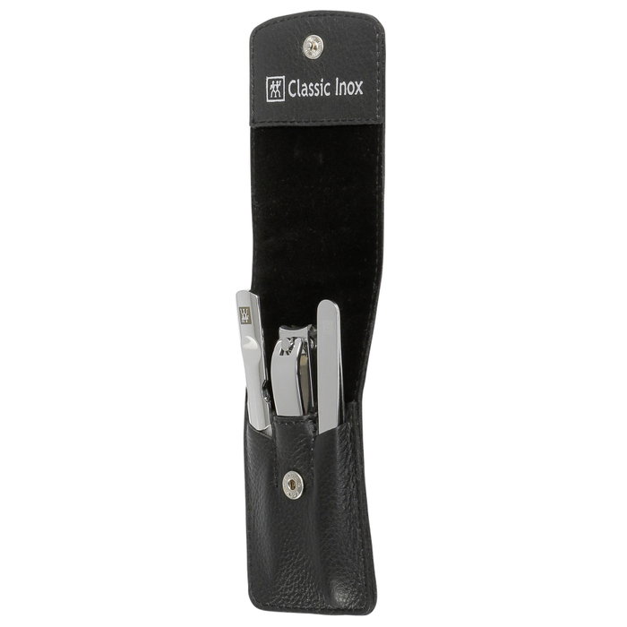 Zwilling Set de Manicura de 3 Piezas con Estuche de Cuero Negro
