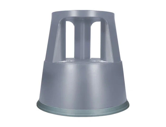 Q-connect Taburete con Ruedas Retráctiles ABS Gris Dos Niveles Soporta 150kg Ø43.5x43cm