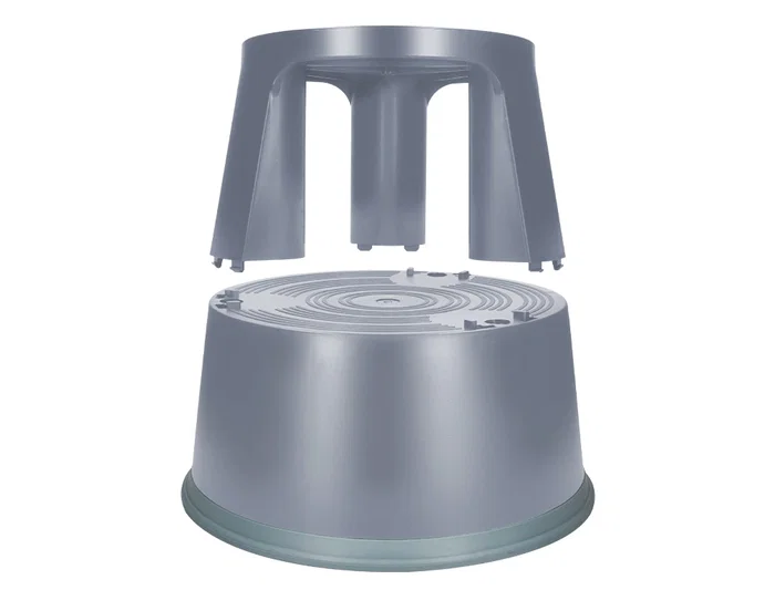 Q-connect Taburete con Ruedas Retráctiles ABS Gris Dos Niveles Soporta 150kg Ø43.5x43cm
