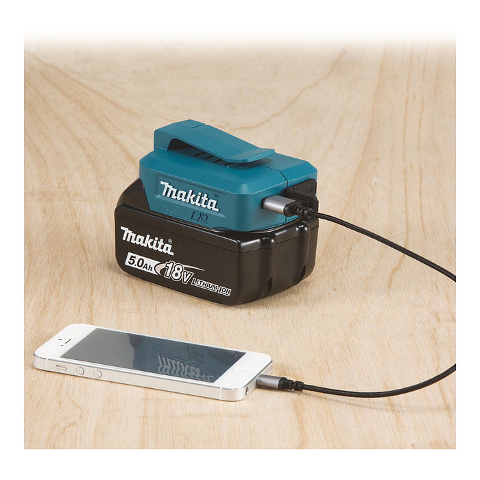 Makita DECADP05 Adaptador USB para Baterías de 14.4V y 18V de Ión de Litio, 2 Puertos Makita DECADP05 Adaptador USB para Baterías de 14.4V y 18V de Ión de Litio, 2 Puertos