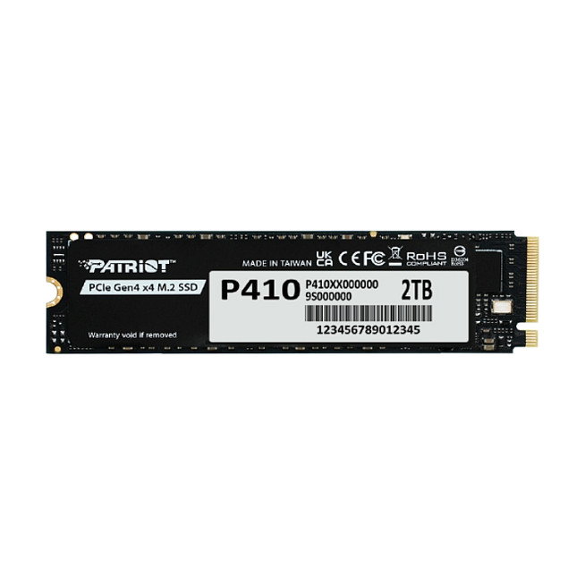 Patriot P410 SSD M.2 2TB NVMe PCIe 4.0 - Lectura 5000 MB/s, Escritura 4500 MB/s - Unidad 2280, 5 Gb/s, NVMe 1.4, TBW 640, Compatible Windows Patriot P410 SSD M.2 2TB NVMe PCIe 4.0 - Lectura 5000 MB/s, Escritura 4500 MB/s - Unidad 2280, 5 Gb/s, NVMe 1.4, TBW 640, Compatible Windows