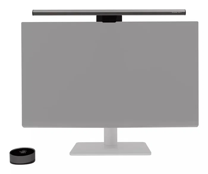 BenQ ScreenBar Halo 2 9H.W4PWT.ES1 - Lámpara LED de Monitor con Retroiluminación para Escritorio, Luz Frontal Asimétrica, Sin Deslumbramiento, Control Inalámbrico, Automática, Gris