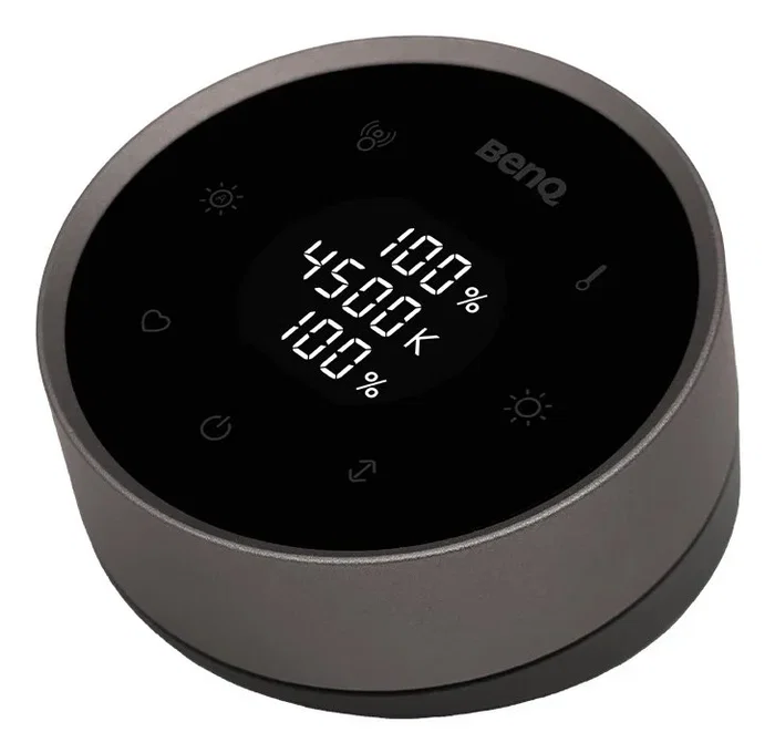 BenQ ScreenBar Halo 2 9H.W4PWT.ES1 - Lámpara LED de Monitor con Retroiluminación para Escritorio, Luz Frontal Asimétrica, Sin Deslumbramiento, Control Inalámbrico, Automática, Gris