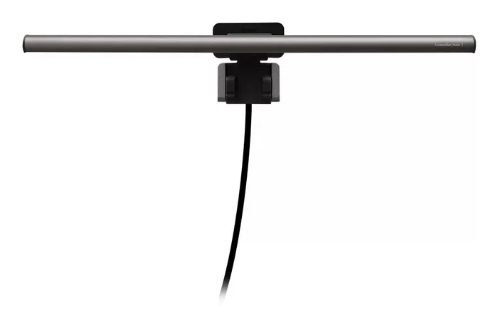 BenQ ScreenBar Halo 2 9H.W4PWT.ES1 - Lámpara LED de Monitor con Retroiluminación para Escritorio, Luz Frontal Asimétrica, Sin Deslumbramiento, Control Inalámbrico, Automática, Gris