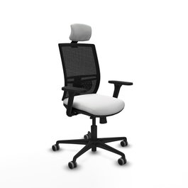 PIQUERAS Y CRESPO Silla de oficina Yunquera con mecanismo Sincro/Traslack, Tela Blanca y Malla Negra