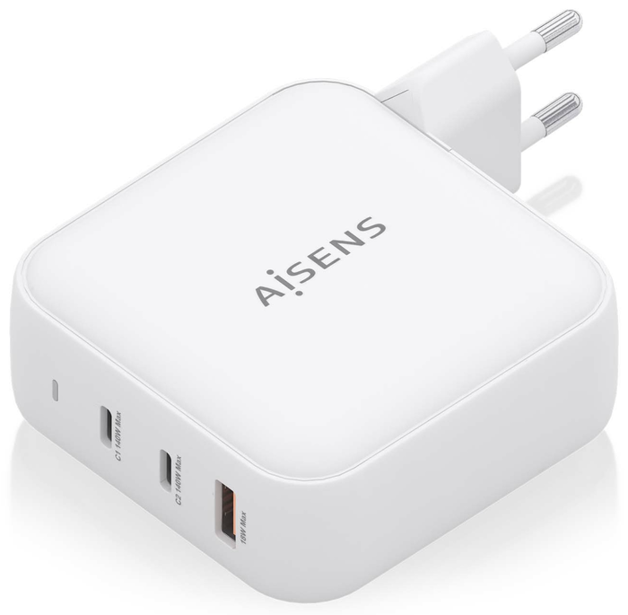 Aisens Cargador de Pared GaN 140W 2xUSB-C PD3.1 + 1xUSB-A QC3.0 Blanco Aisens Cargador de Pared GaN 140W 2xUSB-C PD3.1 + 1xUSB-A QC3.0 Blanco