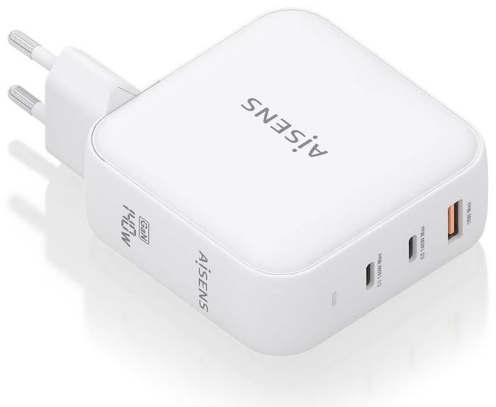 Aisens Cargador de Pared GaN 140W 2xUSB-C PD3.1 + 1xUSB-A QC3.0 Blanco Aisens Cargador de Pared GaN 140W 2xUSB-C PD3.1 + 1xUSB-A QC3.0 Blanco