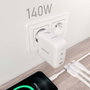 Aisens Cargador de Pared GaN 140W 2xUSB-C PD3.1 + 1xUSB-A QC3.0 Blanco