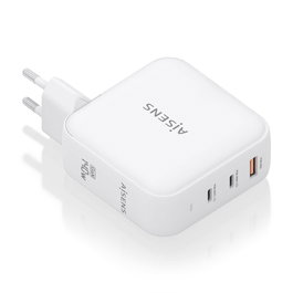 AISENS - CARGADOR GaN 140W, 2xUSB-C PD3.1 QC4.0, 1xUSB-A QC3.0, BLANCO