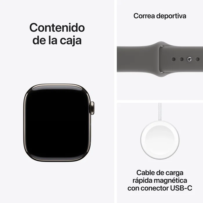 Apple Watch Series 11 42mm Titanio Natural GPS + Cellular Correa Deportiva Gris M/L
