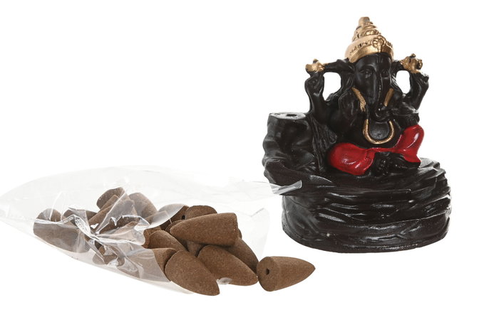 DKD Home Decor Soporte Incienso Indio Multicolor Cerámica Aroma Ganesha Mandala 8 x 12.5 x 13 cm Set de 20 Conos
