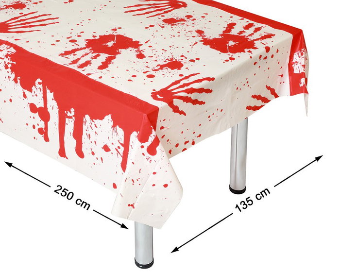 Mantel Sangriento Halloween 250x135 cm Con Huellas Decoración Fiesta Temática Mantel Sangriento Halloween 250x135 cm Con Huellas Decoración Fiesta Temática