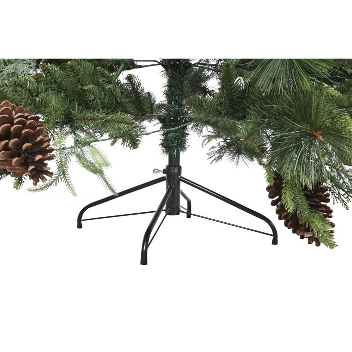 DKD Home Decor Árbol de Navidad Tradicional Verde y Rojo 210 cm LED PVC con 1129 Ramas Desmontable 120 x 120 x 210 cm