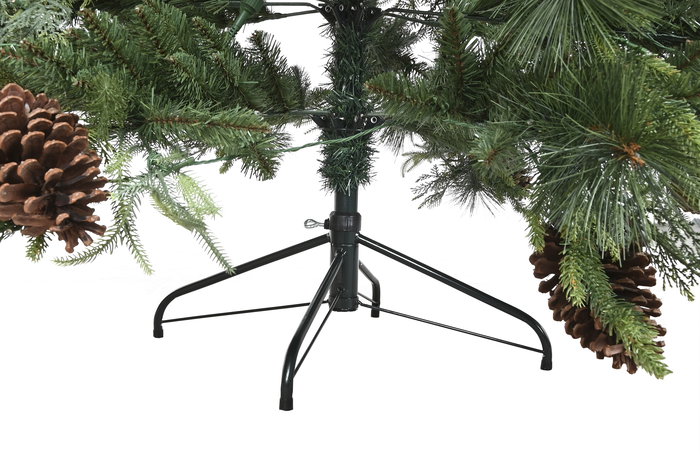 DKD Home Decor Árbol de Navidad Tradicional Verde y Rojo 210 cm LED PVC con 1129 Ramas Desmontable 120 x 120 x 210 cm