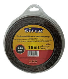SIFER Hilo de Desbrozadora Silencio Helico 3,9 mm x 33 m Naranja/Negro