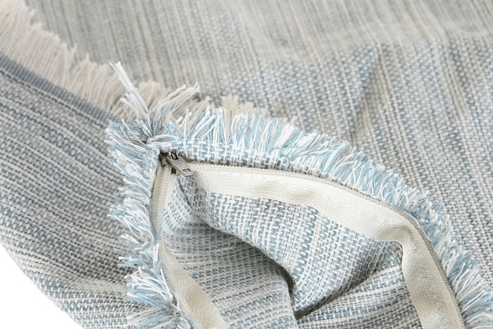 DKD Home Decor Funda Cojin Basicos Azul Blanco 45 x 45 cm Algodon y Poliester Reciclado (4 Unidades)