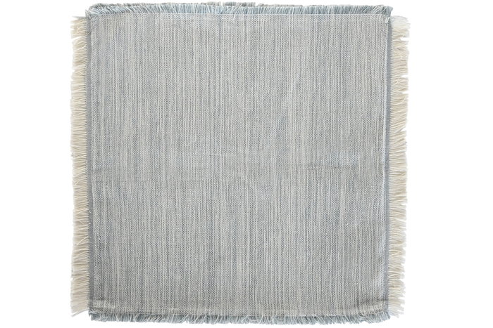 DKD Home Decor Funda Cojin Basicos Azul Blanco 45 x 45 cm Algodon y Poliester Reciclado (4 Unidades)