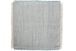 DKD Home Decor Funda Cojín Algodón Reciclado 45x45x1 cm Azul y Blanco con Flecos