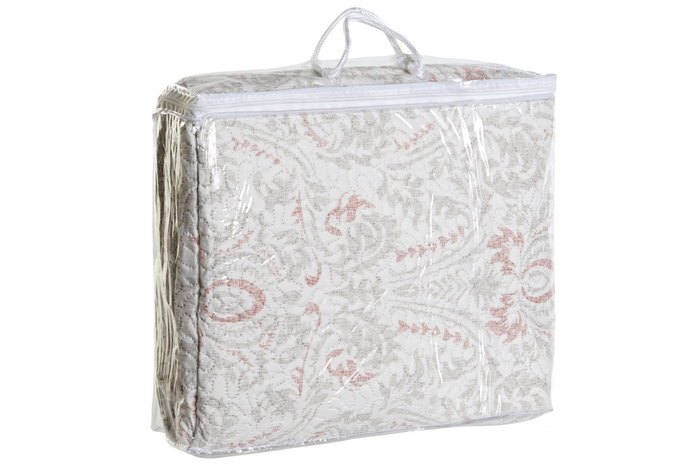 DKD Home Decor Colcha Romantico Beige Marron 270 x 270 cm Poliester Floral para Cama de 180