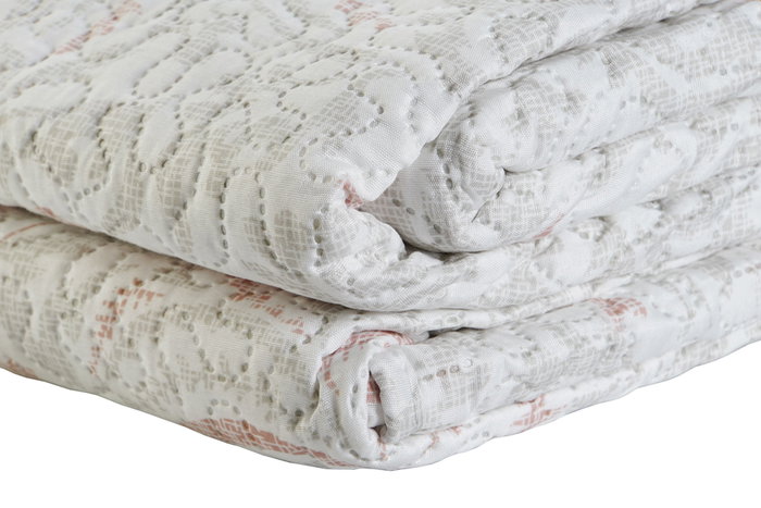 DKD Home Decor Colcha Romantico Beige Marron 270 x 270 cm Poliester Floral para Cama de 180