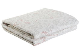 DKD Home Decor Colcha Romantico Beige Marron 270 x 270 cm Poliester Floral para Cama de 180