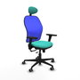 PIQUERAS Y CRESPO Silla de oficina Jorquera con mecanismo Sincro/Traslack, Turquesa y Azul