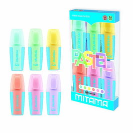 MITAMA Estuche de 6 Marcadores Flúor Mini Pastel