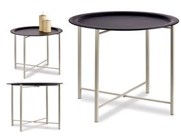 Giftdecor Mesa Auxiliar Negra Grande 62x48.5x62cm Metal (Set de 4)