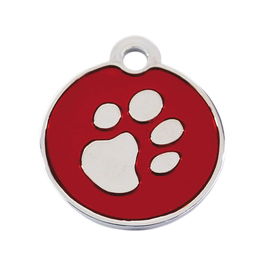 Placa identificativa para collar Imarc Circle Rojo Plateado