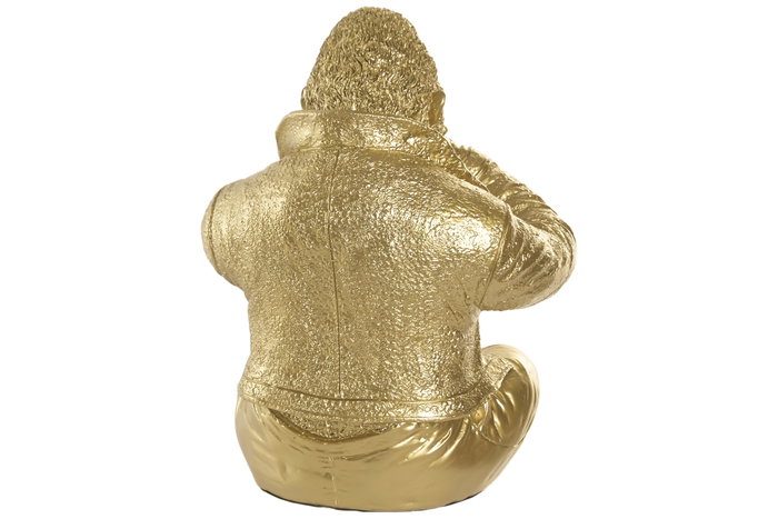 DKD Home Decor Figura de Resina Gorila, Surtido de 3 Unidades, Dorado