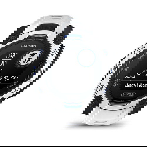 Garmin Instinct 3 Solar Smartwatch GPS 45mm Negro/Blanco con Banda de Silicona Intercambiable 22mm Blanco, MIP, Resistencia al Agua 10 ATM, Duración Batería 28 Días con Solar