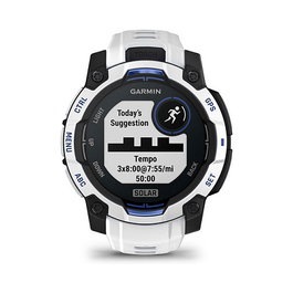Garmin Instinct 3 Solar Smartwatch GPS 45mm Negro/Blanco con Banda de Silicona Intercambiable 22mm Blanco, MIP, Resistencia al Agua 10 ATM, Duración Batería 28 Días con Solar