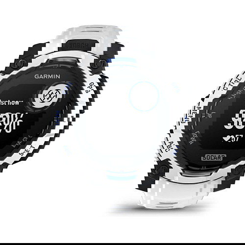 Garmin Instinct 3 Solar Smartwatch GPS 45mm Negro/Blanco con Banda de Silicona Intercambiable 22mm Blanco, MIP, Resistencia al Agua 10 ATM, Duración Batería 28 Días con Solar