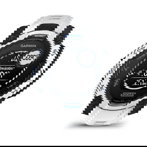 Garmin Instinct 3 Solar Smartwatch GPS 45mm Negro/Blanco con Banda de Silicona Intercambiable 22mm Blanco, MIP, Resistencia al Agua 10 ATM, Duración Batería 28 Días con Solar