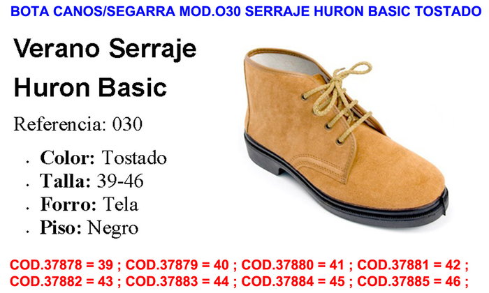 Segarra Bota Canos/Segarra Mod.030 Serraje Huron Basic Tostado Talla 41 Segarra Bota Canos/Segarra Mod.030 Serraje Huron Basic Tostado Talla 41
