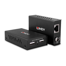 LINDY 43408 Extensor USB 2.0 y Audio/Video, Alámbrico, 100 metros, 3 Puertos, Negro