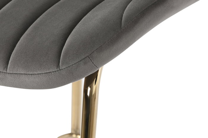 DKD Home Decor Taburete Gris Claro Dorado Metal Terciopelo 53 x 102 x 55 cm (2 Unidades)