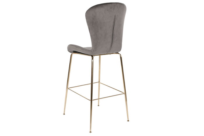 DKD Home Decor Taburete Gris Claro Dorado Metal Terciopelo 53 x 102 x 55 cm (2 Unidades)