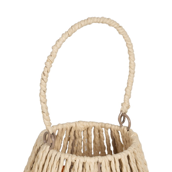 Farol Portavelas Crema-Naranja 23 X 23 X 28 cm (Set de 2)