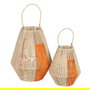 Farol Portavelas Crema-Naranja 23 X 23 X 28 cm (Set de 2)