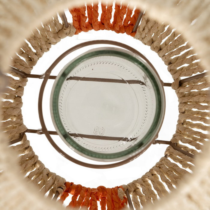 Farol Portavelas Crema-Naranja 23 X 23 X 28 cm (Set de 2)