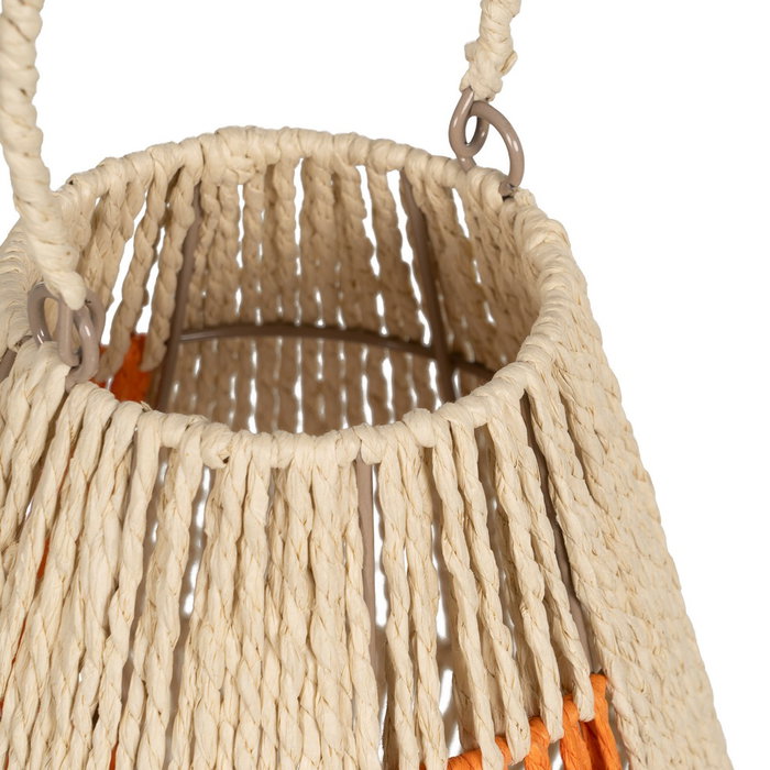 Farol Portavelas Crema-Naranja 23 X 23 X 28 cm (Set de 2)