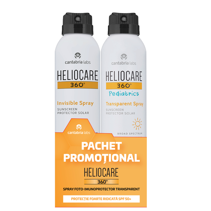 Set Cantabria Labs: Heliocare 360º Pediatrics, Sun Protection, Sunscreen Spray, SPF 50+, 200 ml + Heliocare 360º, Hydrating, UV Protection, Sunscreen Spray, SPF50+, 200 ml Set Cantabria Labs: Heliocare 360º Pediatrics, Sun Protection, Sunscreen Spray, SPF 50+, 200 ml + Heliocare 360º, Hydrating, UV Protection, Sunscreen Spray, SPF50+, 200 ml